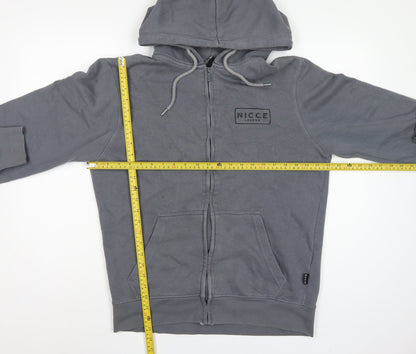 NICCE Men’s Grey L Full Zip Logo Hoodie Cotton Blend