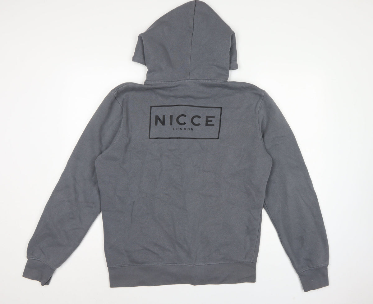 NICCE Men’s Grey L Full Zip Logo Hoodie Cotton Blend