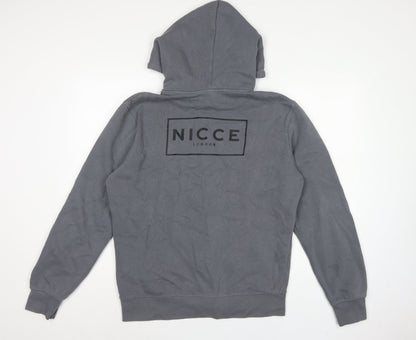 NICCE Men’s Grey L Full Zip Logo Hoodie Cotton Blend