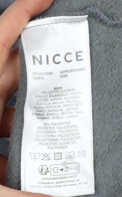 NICCE Men’s Grey L Full Zip Logo Hoodie Cotton Blend