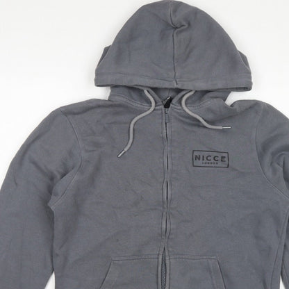 NICCE Men’s Grey L Full Zip Logo Hoodie Cotton Blend