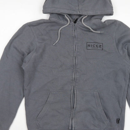 NICCE Men’s Grey L Full Zip Logo Hoodie Cotton Blend