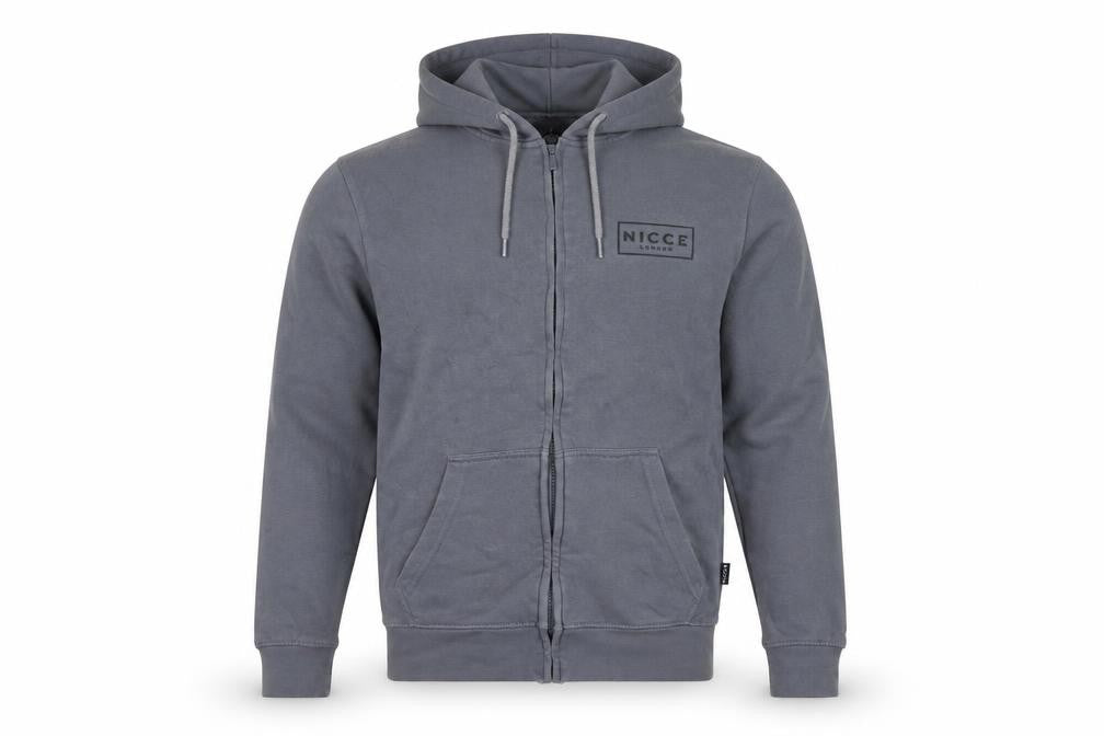 NICCE Men’s Grey L Full Zip Logo Hoodie Cotton Blend