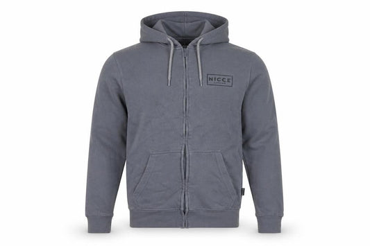 NICCE Men’s Grey L Full Zip Logo Hoodie Cotton Blend