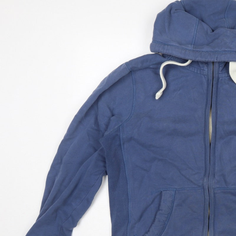 FatFace Men’s Blue L Full Zip Hooded Cotton Sweatshirt Logo Pockets