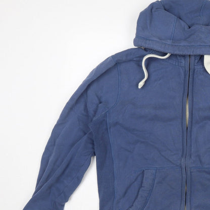 FatFace Men’s Blue L Full Zip Hooded Cotton Sweatshirt Logo Pockets