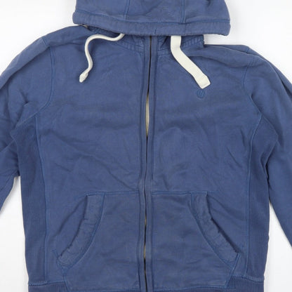 FatFace Men’s Blue L Full Zip Hooded Cotton Sweatshirt Logo Pockets