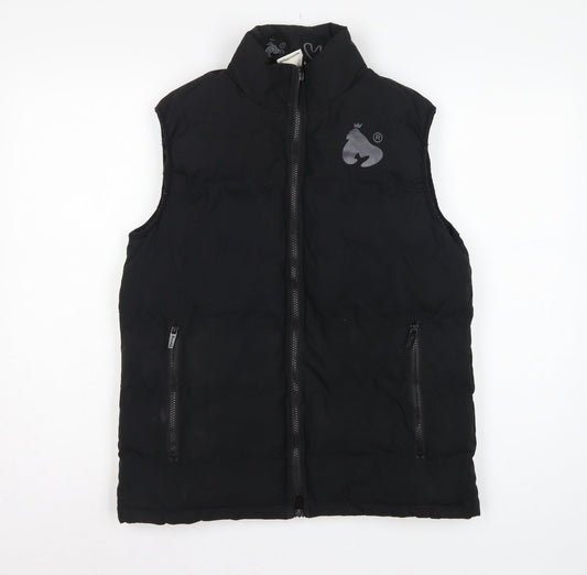 Back view of Mengo Teens Black XS Padded Puffer Waistcoat Full Zip