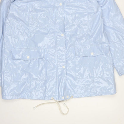 New Look Women’s Blue Hooded Rain Jacket UK 12 Snap Front