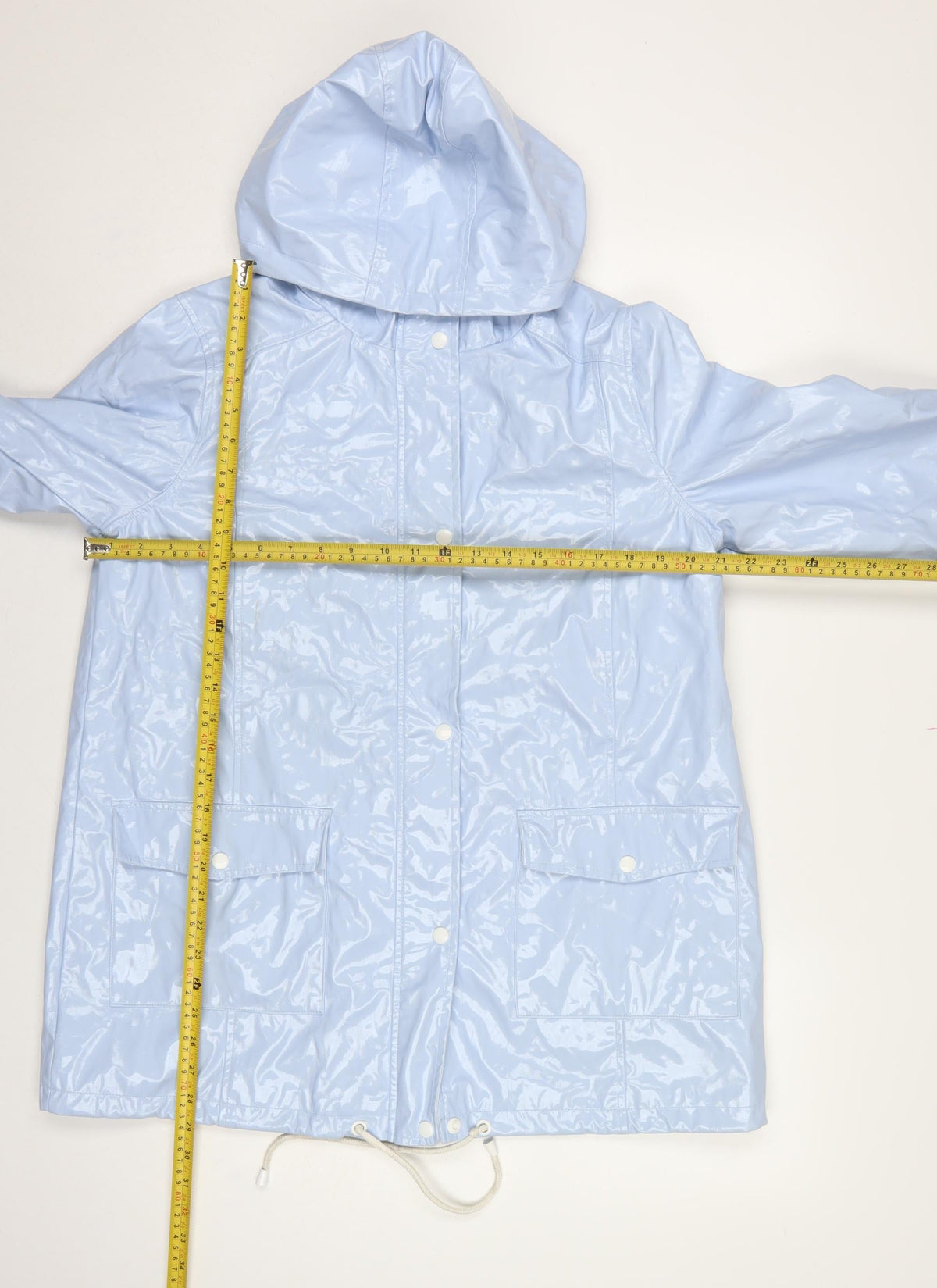 New Look Women’s Blue Hooded Rain Jacket UK 12 Snap Front