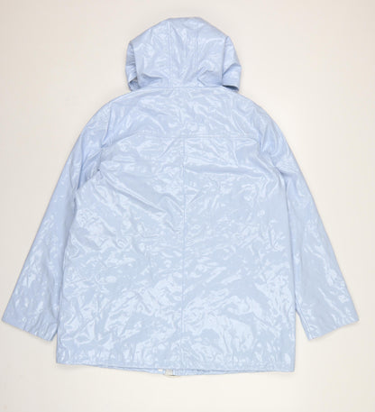 New Look Women’s Blue Hooded Rain Jacket UK 12 Snap Front