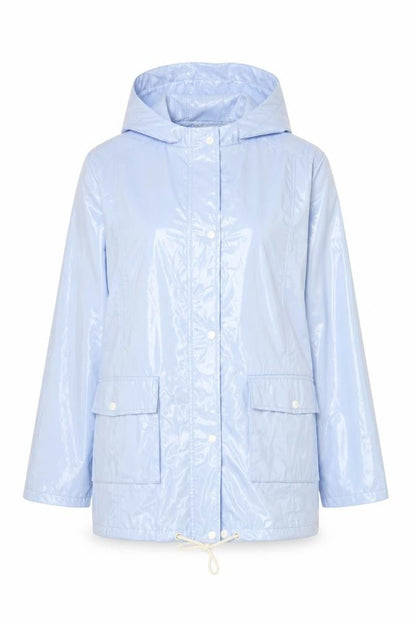 New Look Women’s Blue Hooded Rain Jacket UK 12 Snap Front