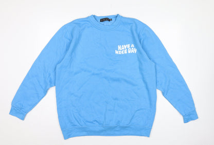 In The Style Women’s Blue UK 10/12 Pullover Sweatshirt Graphic Print