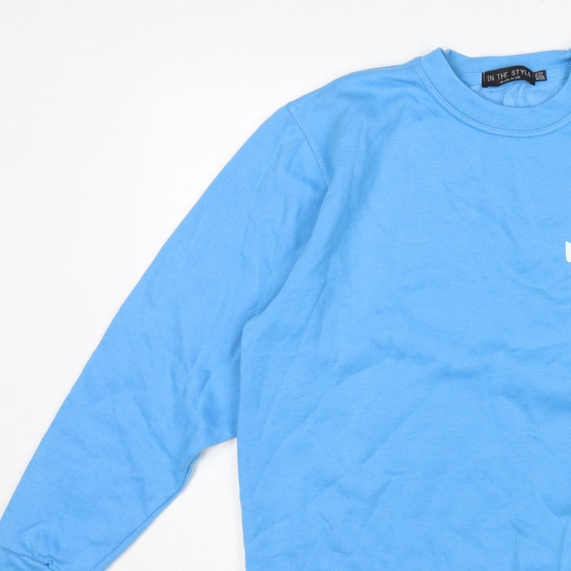In The Style Women’s Blue UK 10/12 Pullover Sweatshirt Graphic Print