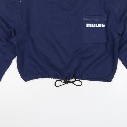 Kansas Women’s Blue M Cropped Logo Pocket Drawstring Sweatshirt