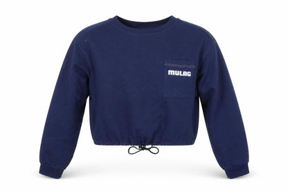 Kansas Women’s Blue M Cropped Logo Pocket Drawstring Sweatshirt