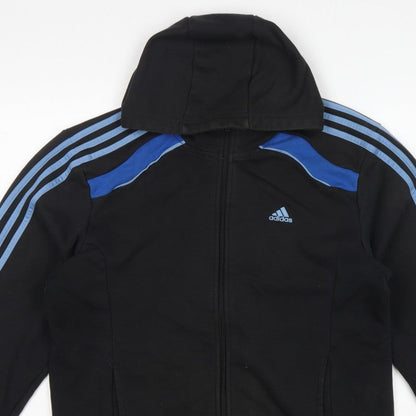 Adidas Men’s Black Blue M Full Zip Climacool Hooded Sports Hoodie