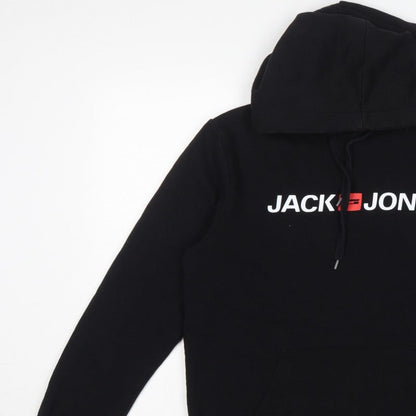 Jack & Jones Men’s Black L Logo Graphic Pullover Hoodie