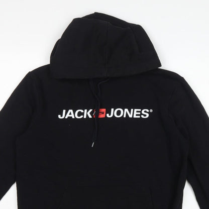 Jack & Jones Men’s Black L Logo Graphic Pullover Hoodie