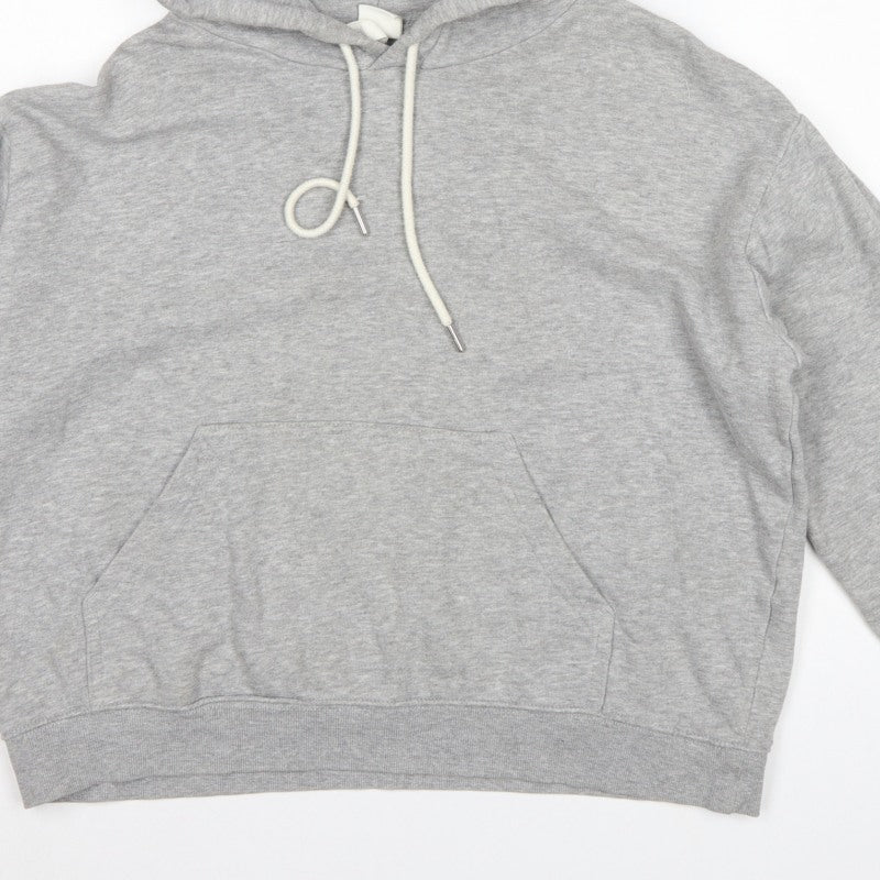H&M Women Grey M Pullover Hoodie Drawstring Kangaroo Pocket