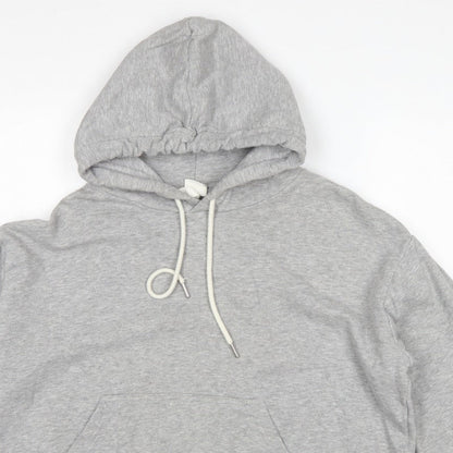 H&M Women Grey M Pullover Hoodie Drawstring Kangaroo Pocket