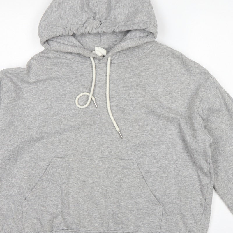 H&M Women Grey M Pullover Hoodie Drawstring Kangaroo Pocket