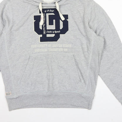 Duffer St George Men’s Grey L Pullover Hoodie College Logo Fleece Pockets