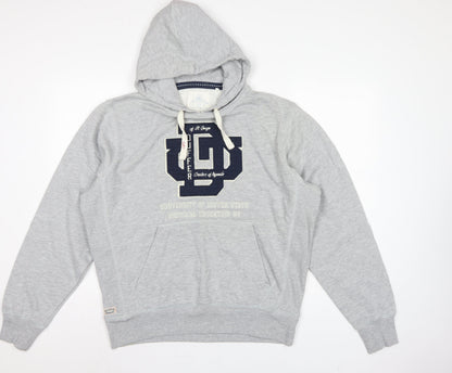 Duffer St George Men’s Grey L Pullover Hoodie College Logo Fleece Pockets