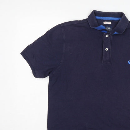 Joules Men’s Navy Blue L Classic Fit Cotton Polo Shirt Logo
