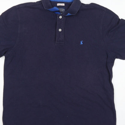 Joules Men’s Navy Blue L Classic Fit Cotton Polo Shirt Logo