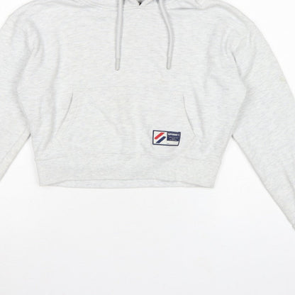 Superdry Women’s Grey UK 10 Logo Pullover Hoodie Cropped