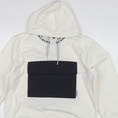 DC Shoes Men’s Ivory M Pullover Hoodie DWR Logo Check Pocket