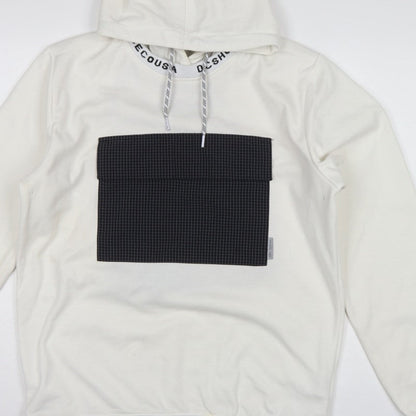 DC Shoes Men’s Ivory M Pullover Hoodie DWR Logo Check Pocket