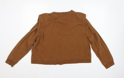 Whistles Women's Brown M Pullover Crew Neck Cotton Sweatshirt