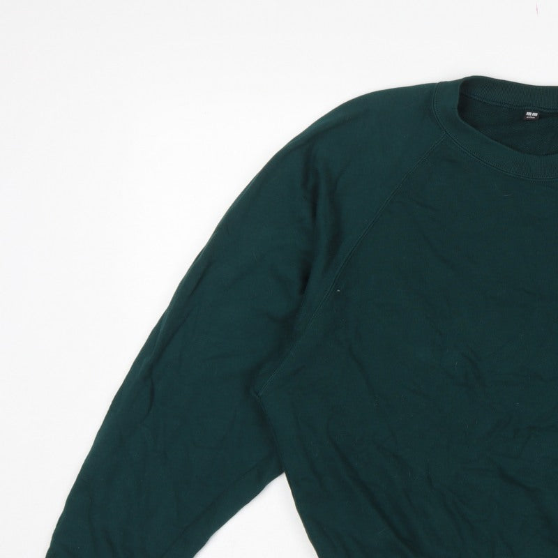 Uniqlo Unisex Adults Green L Crew Neck Raglan Pullover Sweatshirt