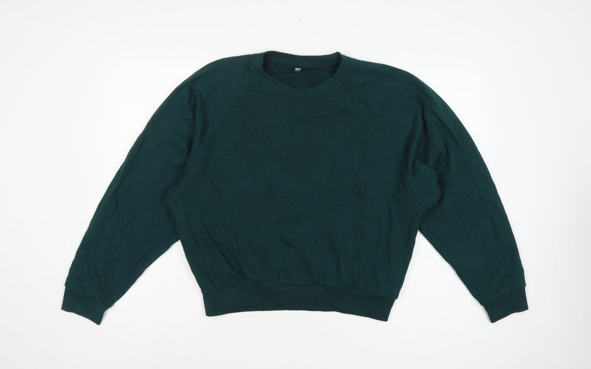 Uniqlo Unisex Adults Green L Crew Neck Raglan Pullover Sweatshirt