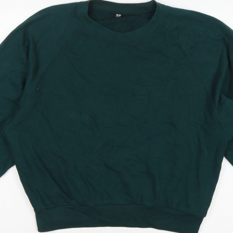 Uniqlo Unisex Adults Green L Crew Neck Raglan Pullover Sweatshirt