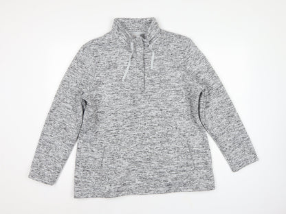 Damart Women Grey 18 1/4 Zip Fleece Pullover Sweatshirt