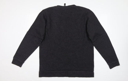 Adidas Men’s Black L 3 Stripe Logo Crew Neck Pullover Sweatshirt