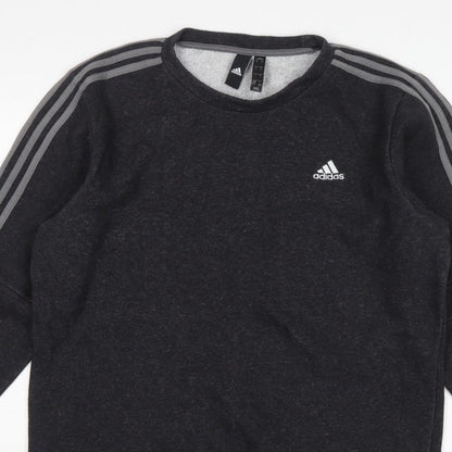 Adidas Men’s Black L 3 Stripe Logo Crew Neck Pullover Sweatshirt