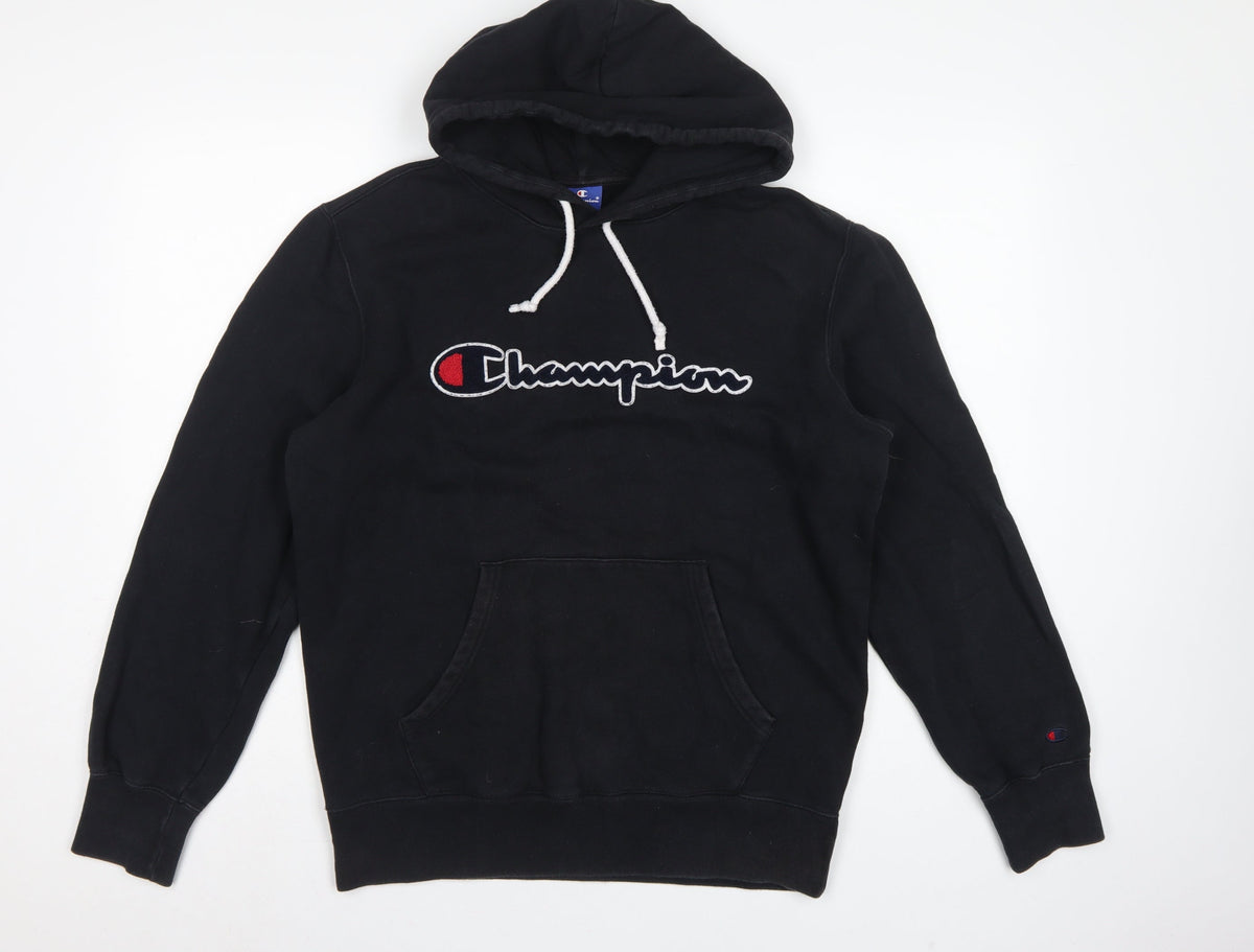 Champion Men’s Black Large Pullover Hoodie Embroidered Logo
