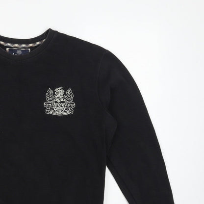 Aquascutum London Men’s Black L Crew Neck Embroidered Crest Sweatshirt