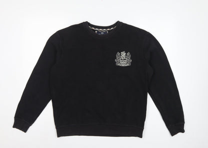 Aquascutum London Men’s Black L Crew Neck Embroidered Crest Sweatshirt