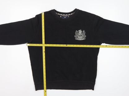 Aquascutum London Men’s Black L Crew Neck Embroidered Crest Sweatshirt