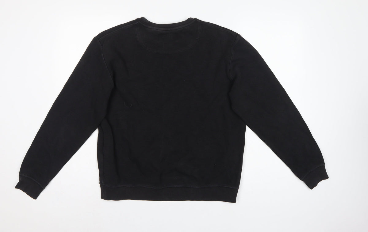 Aquascutum London Men’s Black L Crew Neck Embroidered Crest Sweatshirt