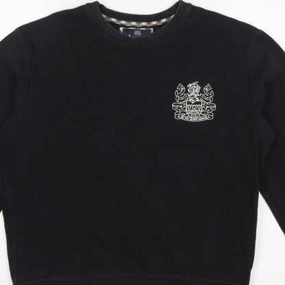 Aquascutum London Men’s Black L Crew Neck Embroidered Crest Sweatshirt