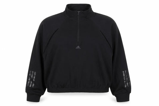 adidas Women's Black UK XL 20-22 1/2 Zip Logo Sweatshirt
