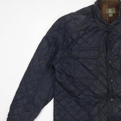 Timberland Men’s Navy L Quilted Padded Button Front Jacket
