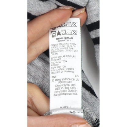 Marks & Spencer Men Grey 2XL Pullover 1/4 Zip Striped Sweatshirt