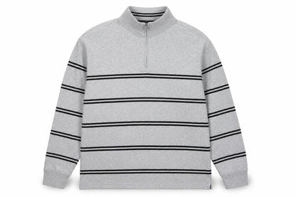 Marks & Spencer Men Grey 2XL Pullover 1/4 Zip Striped Sweatshirt